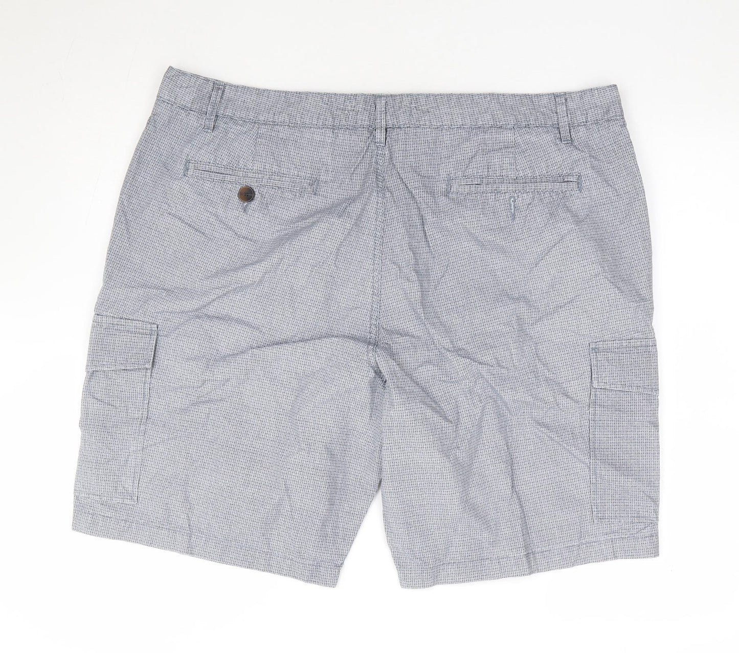 George Mens Blue Check Cotton Chino Shorts Size 42 L10 in Regular Zip