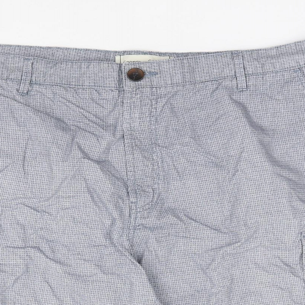 George Mens Blue Check Cotton Chino Shorts Size 42 L10 in Regular Zip