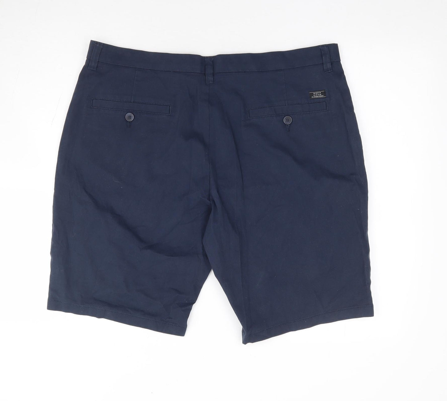 F&F Mens Blue Cotton Chino Shorts Size 38 L12 in Regular Zip