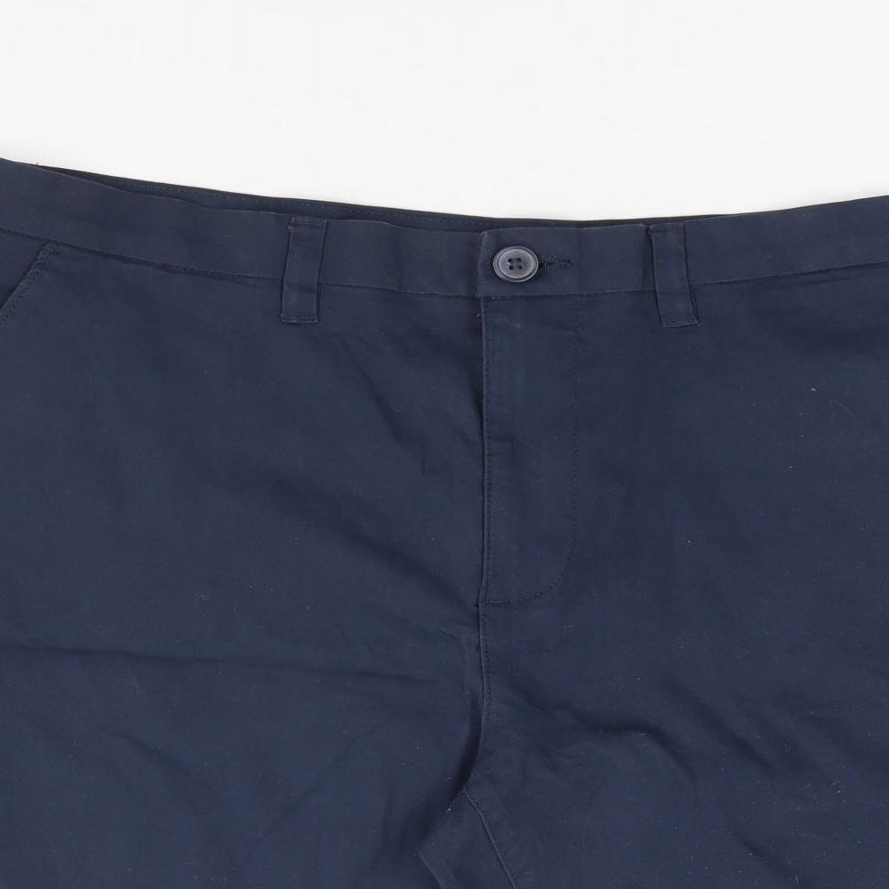 F&F Mens Blue Cotton Chino Shorts Size 38 L12 in Regular Zip
