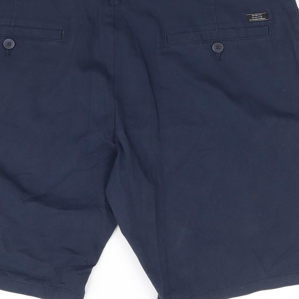 F&F Mens Blue Cotton Chino Shorts Size 38 L12 in Regular Zip