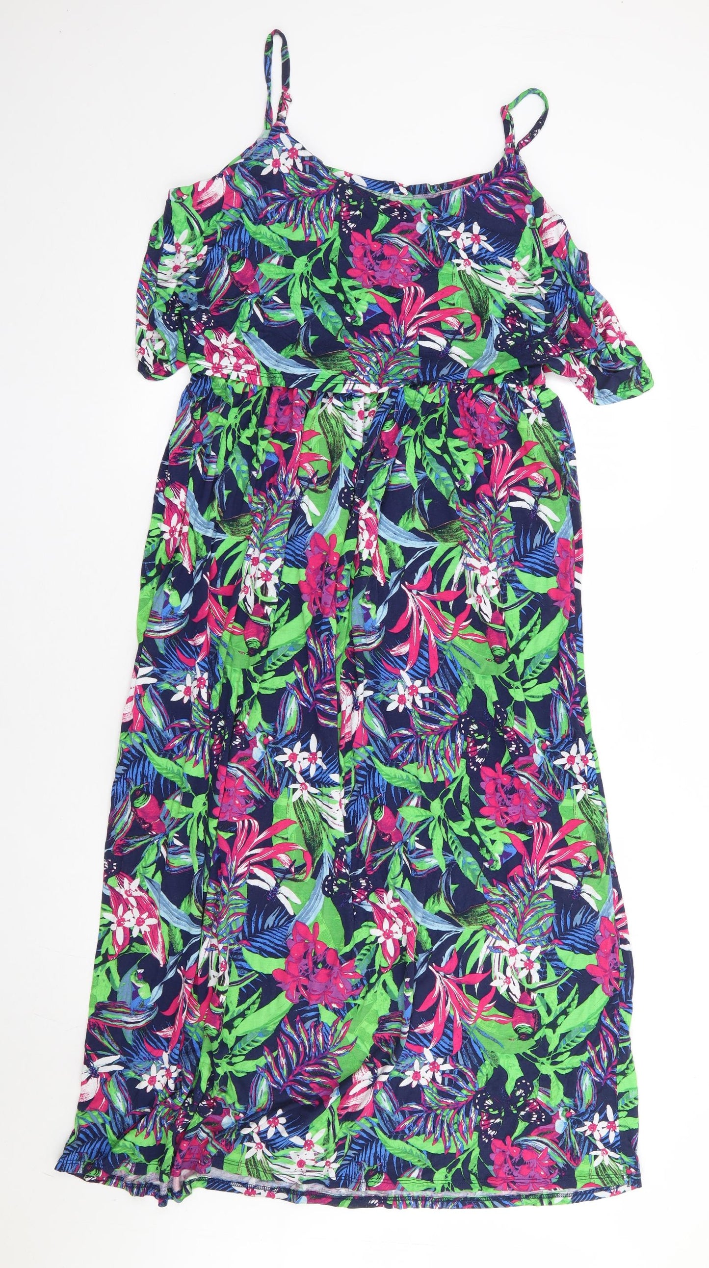 George Womens Multicoloured Floral Viscose Maxi Size 16 Round Neck Pullover