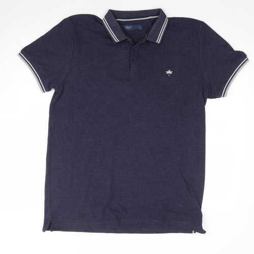 Matalan Mens Blue Cotton Polo Size L Collared Pullover