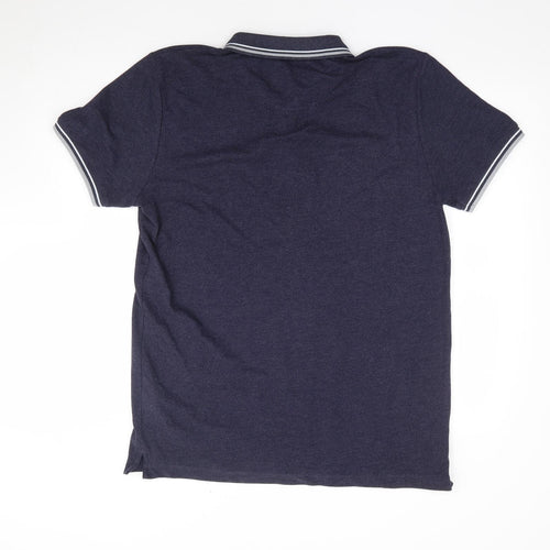 Matalan Mens Blue Cotton Polo Size L Collared Pullover