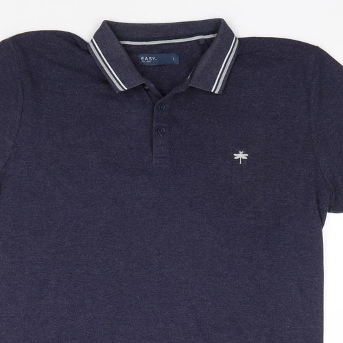 Matalan Mens Blue Cotton Polo Size L Collared Pullover