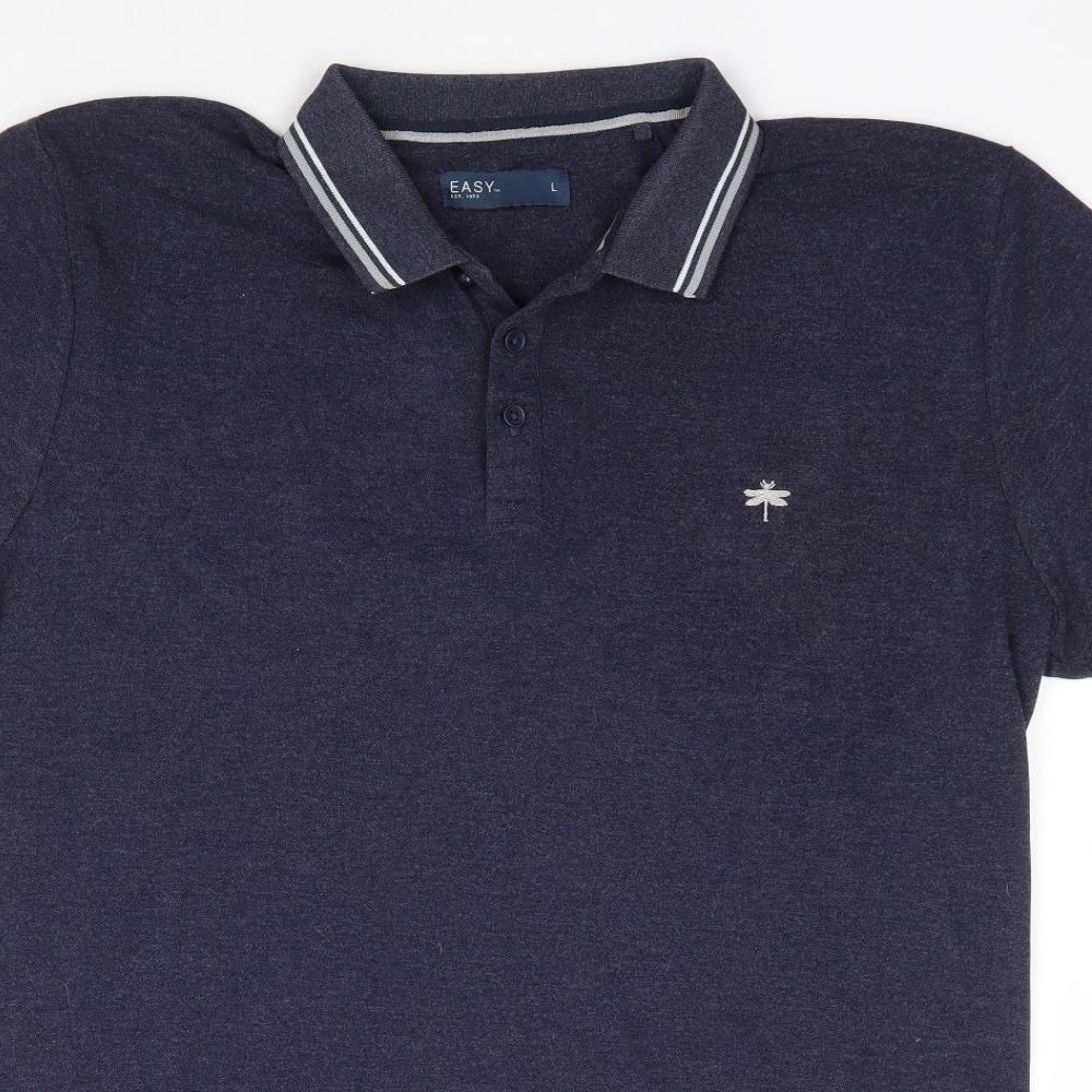 Matalan Mens Blue Cotton Polo Size L Collared Pullover