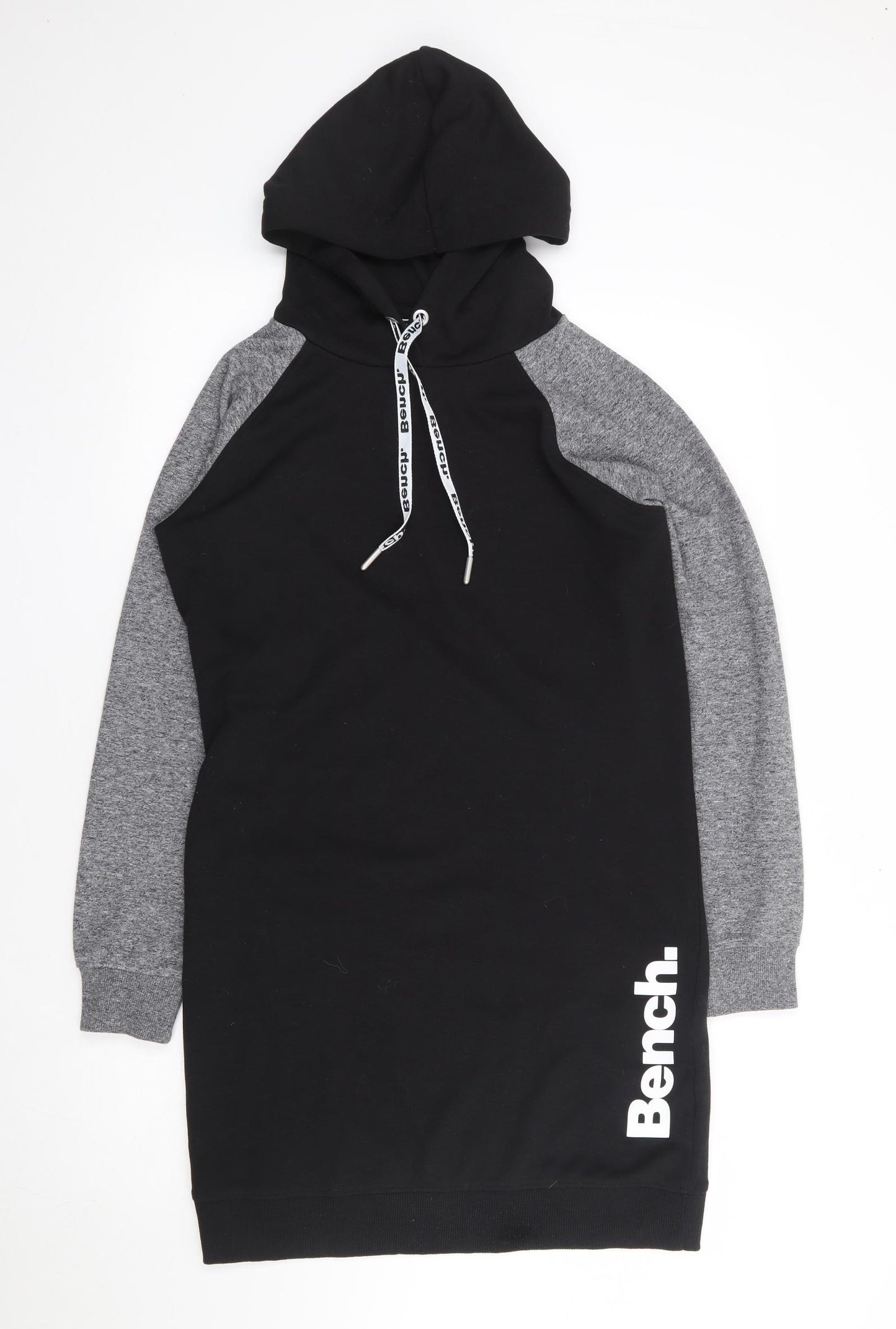 Bench Womens Black Cotton Jumper Dress Size 10 Crew Neck Pullover