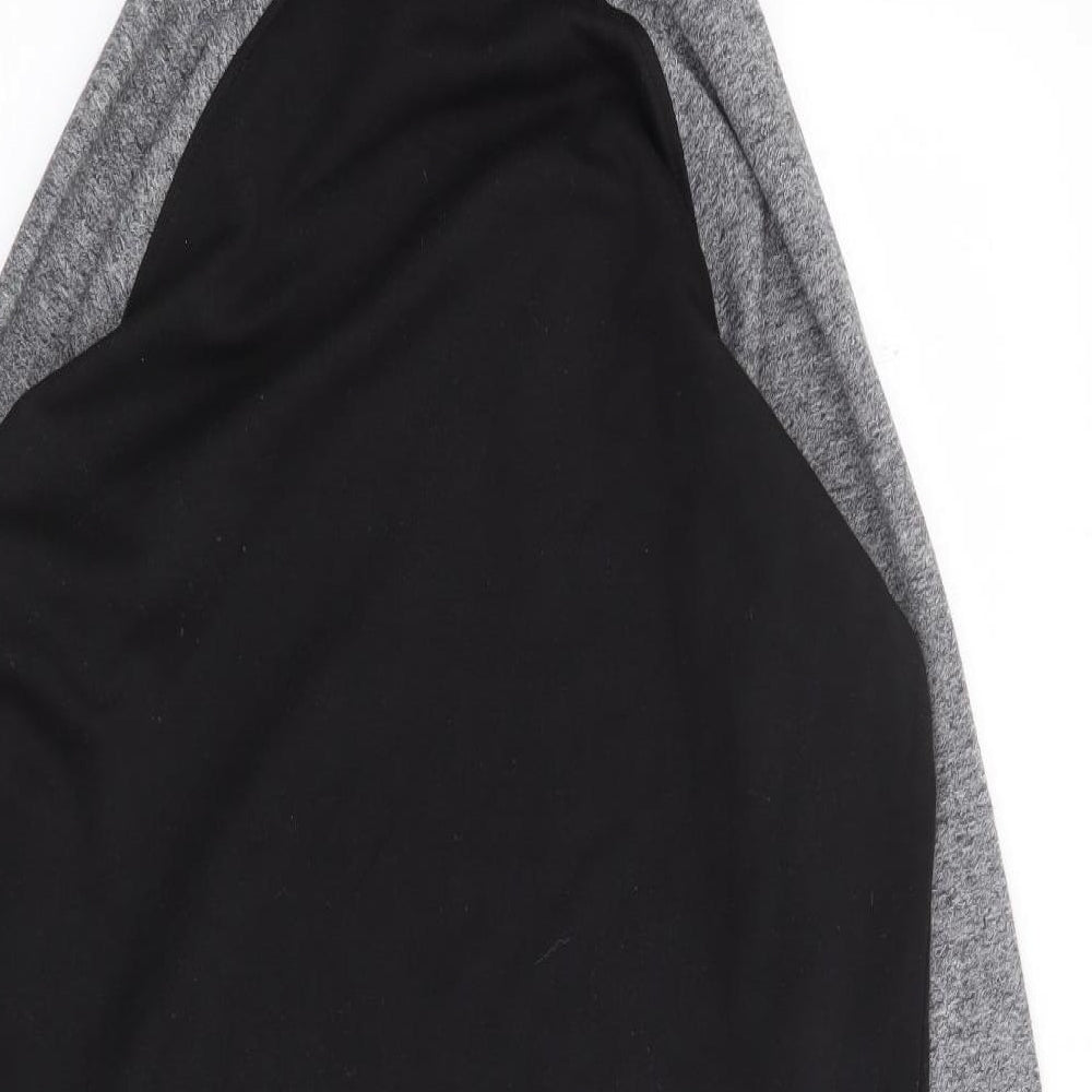 Bench Womens Black Cotton Jumper Dress Size 10 Crew Neck Pullover