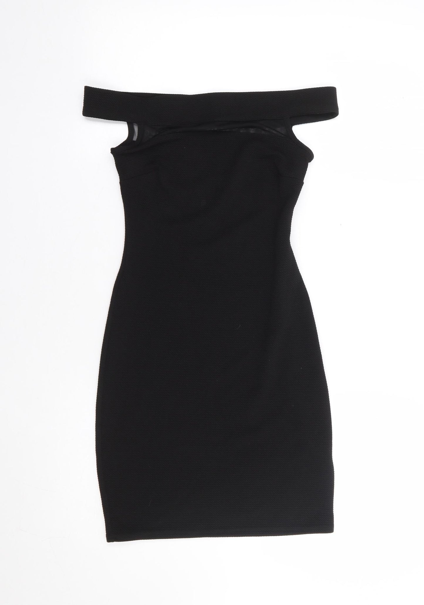 Primark Womens Black Polyester Bodycon Size 6 Off the Shoulder Pullover