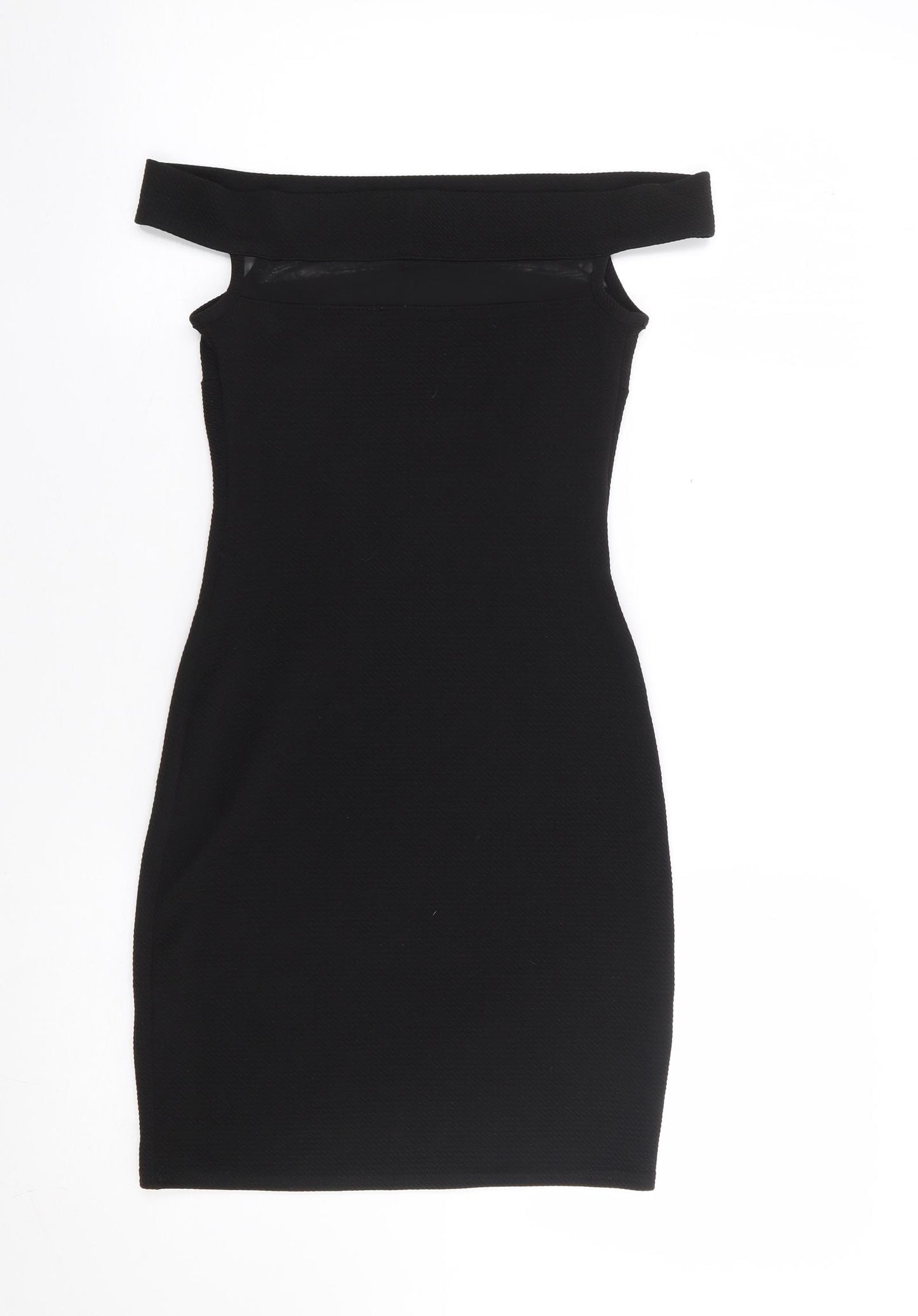 Primark Womens Black Polyester Bodycon Size 6 Off the Shoulder Pullover