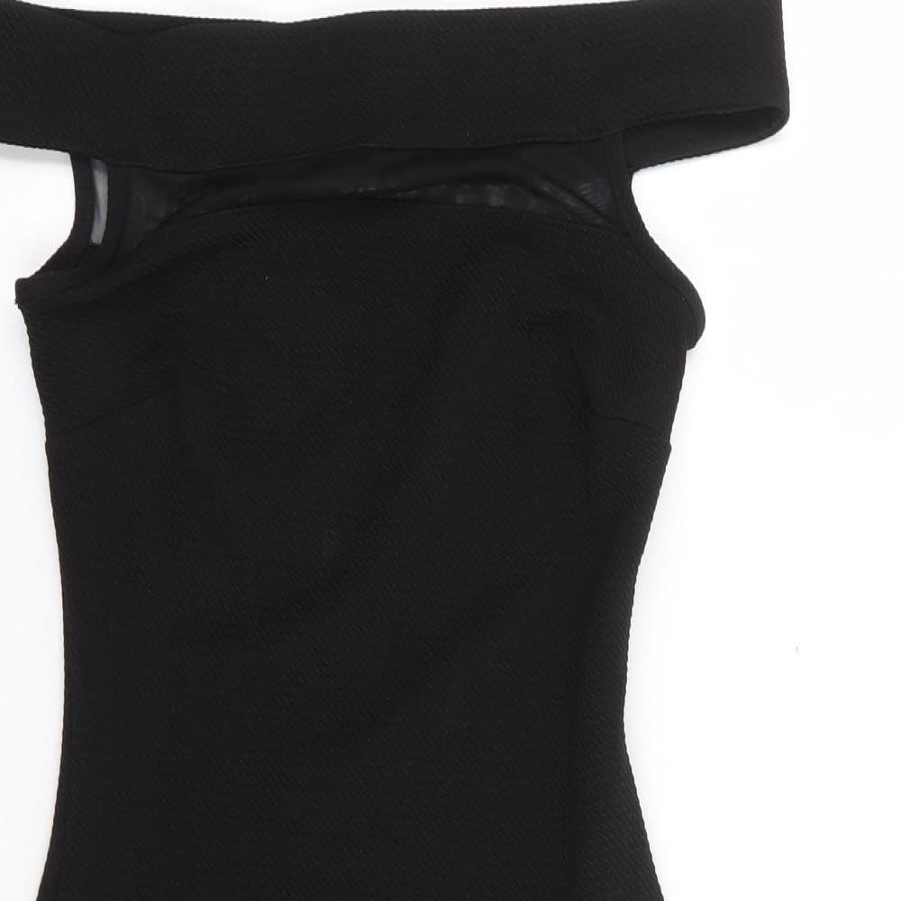 Primark Womens Black Polyester Bodycon Size 6 Off the Shoulder Pullover