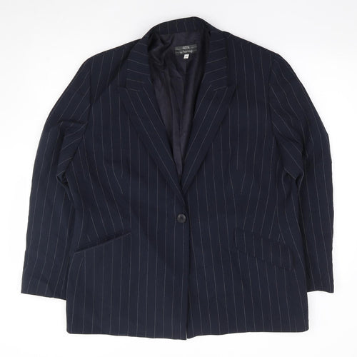 Marks and Spencer Womens Blue Striped Polyester Jacket Suit Jacket Size 20