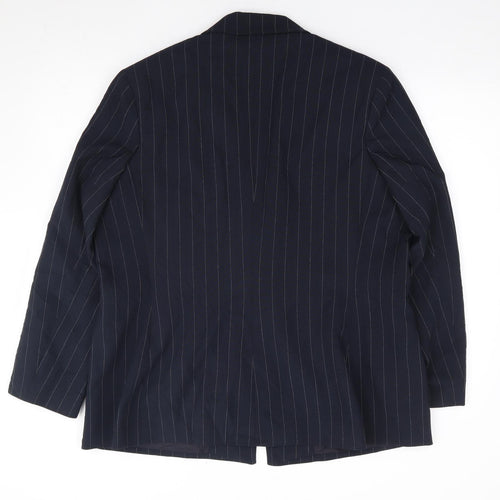 Marks and Spencer Womens Blue Striped Polyester Jacket Suit Jacket Size 20