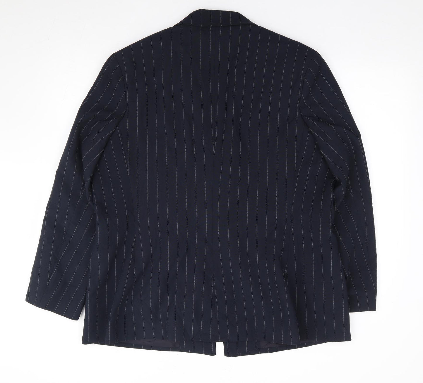 Marks and Spencer Womens Blue Striped Polyester Jacket Suit Jacket Size 20