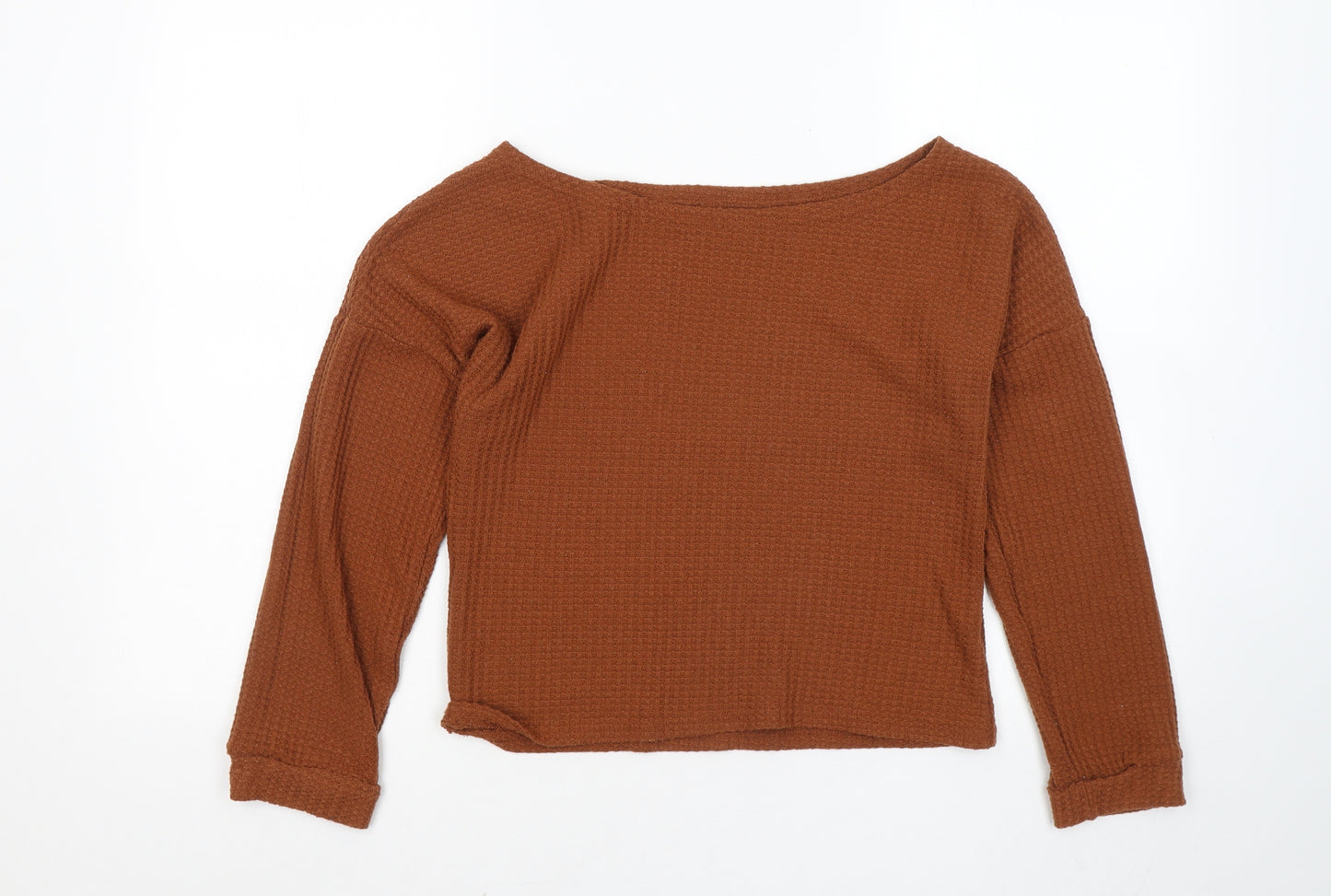 Preworn Womens Brown Round Neck Polyester Pullover Jumper Size M