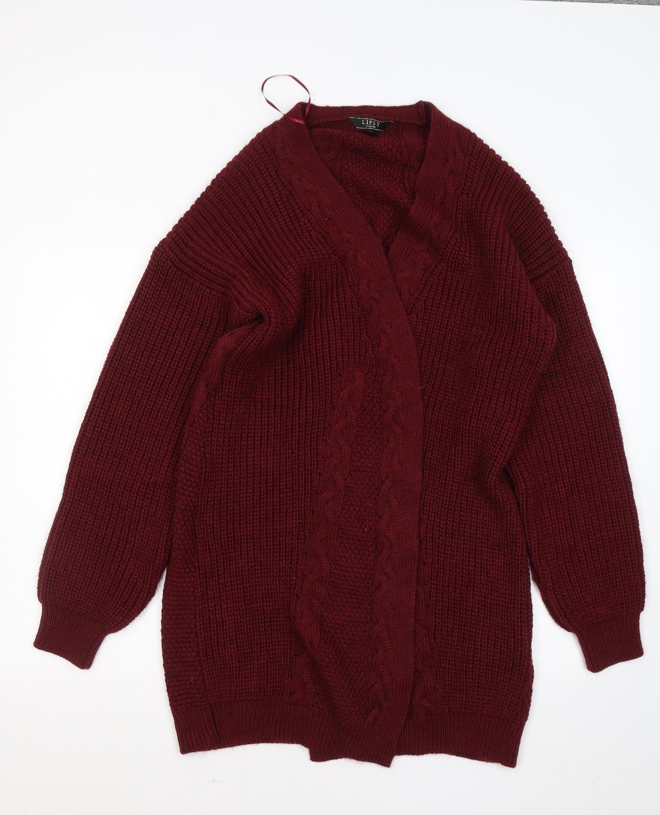 Lipsy Womens Red V-Neck Acrylic Cardigan Jumper Size 18