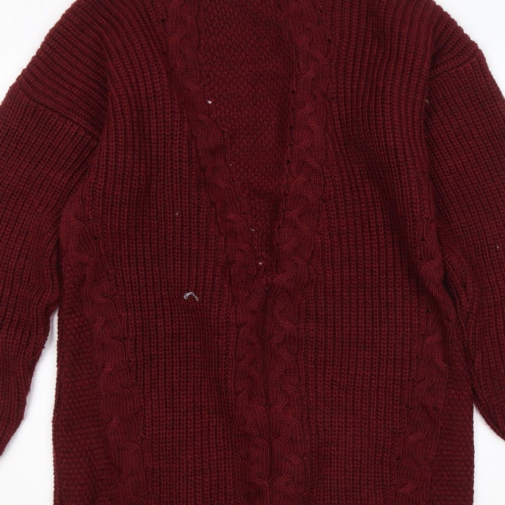 Lipsy Womens Red V-Neck Acrylic Cardigan Jumper Size 18