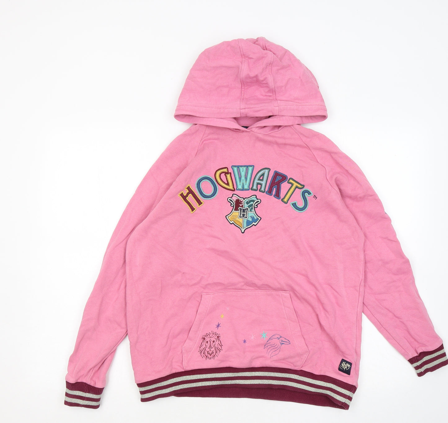 Marks and Spencer Girls Pink Cotton Pullover Hoodie Size 13 Years - Harry Potter Hogwarts