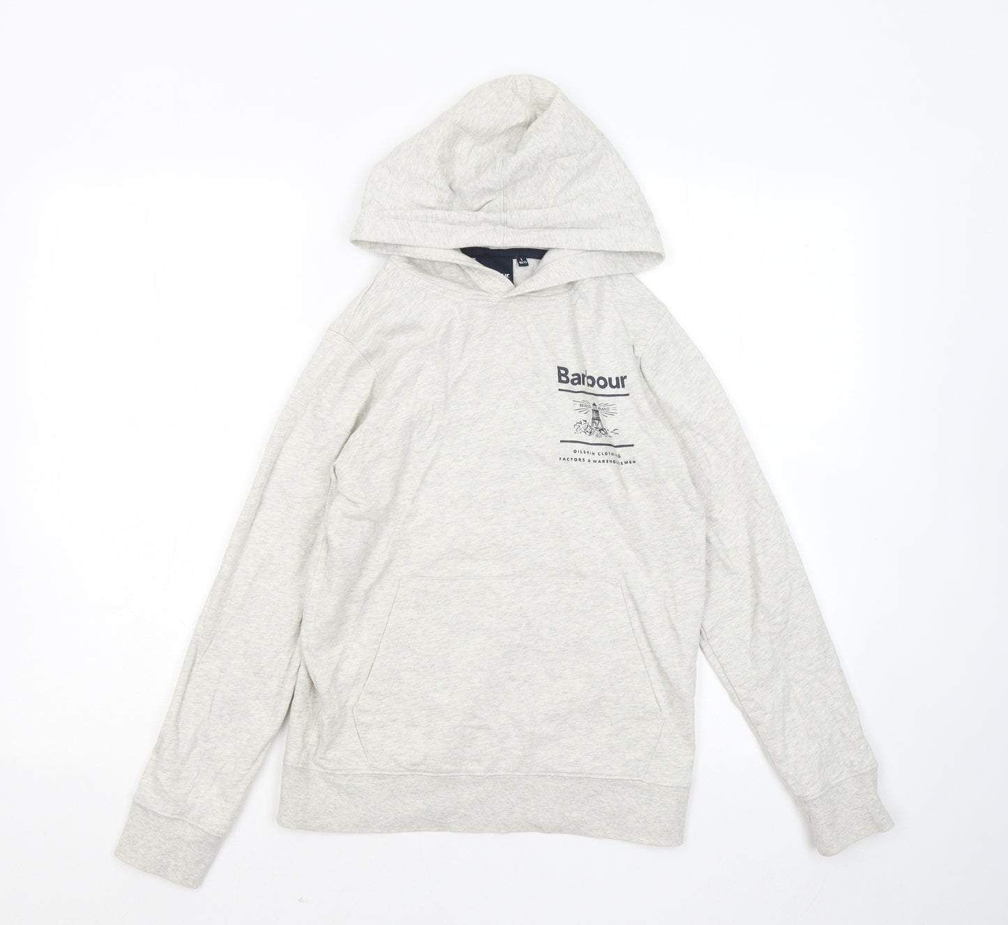 Barbour Girls Grey Cotton Pullover Hoodie Size 10-11 Years