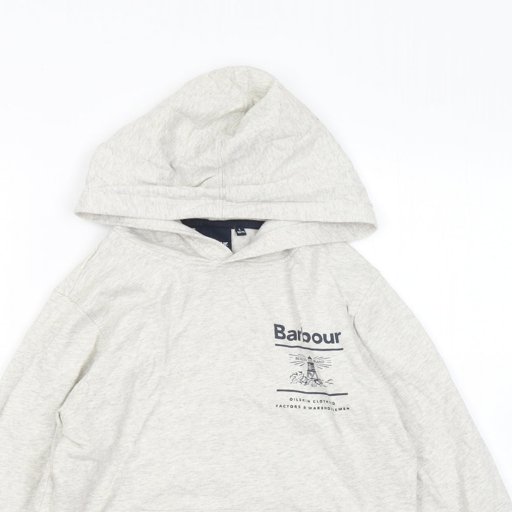 Barbour Girls Grey Cotton Pullover Hoodie Size 10-11 Years