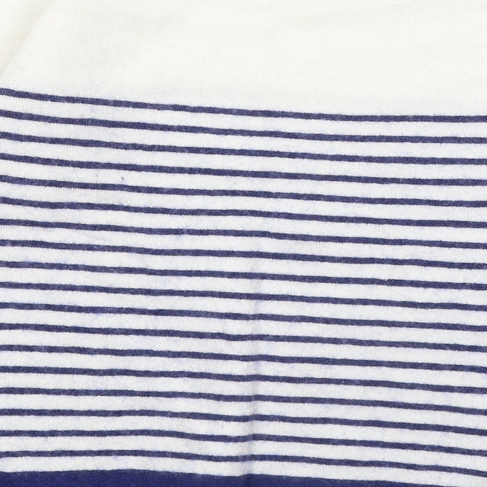 Crew Clothing Womens Blue Round Neck Striped Nylon Pullover Jumper Size 8