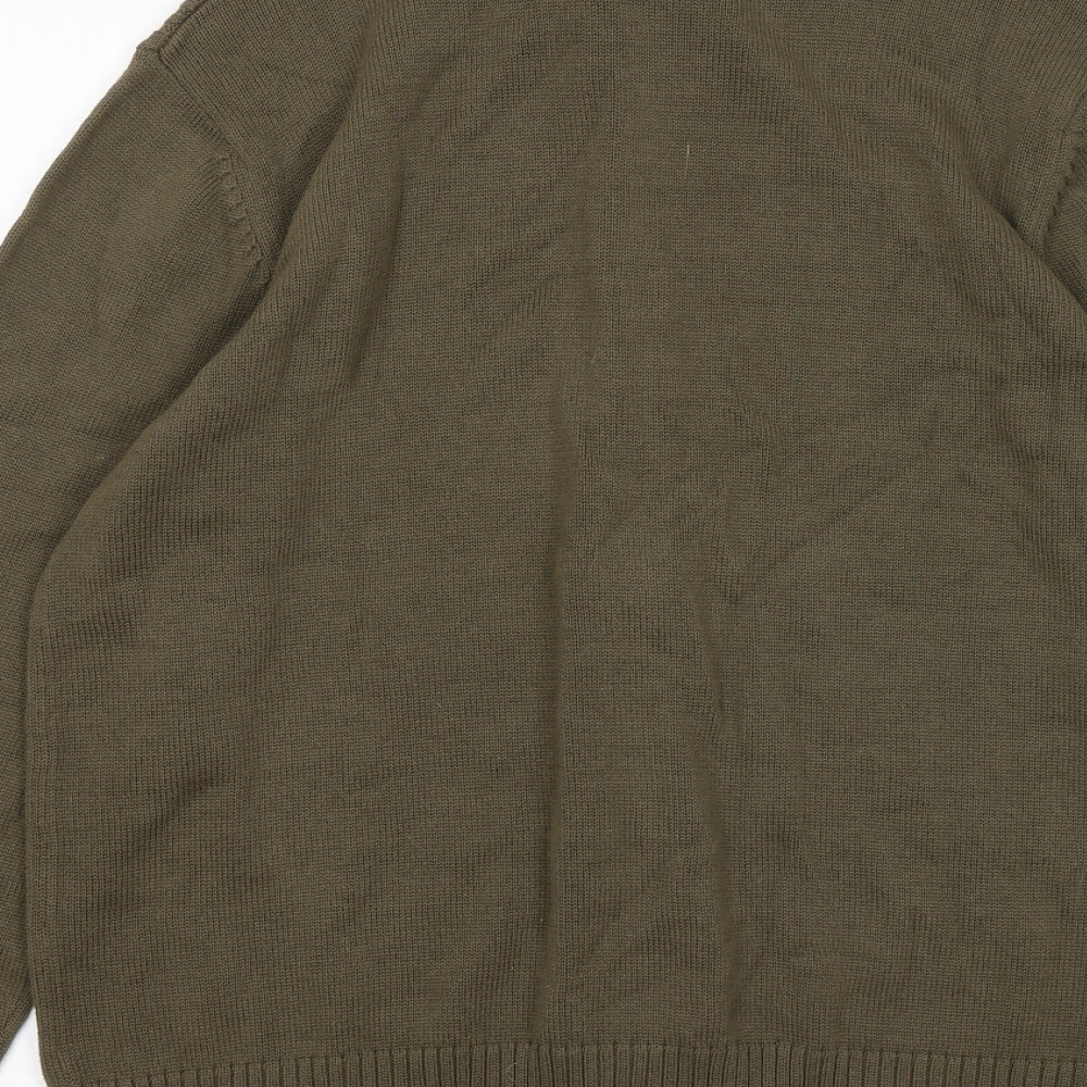 Cherokee Mens Green Mock Neck Cotton Pullover Jumper Size M