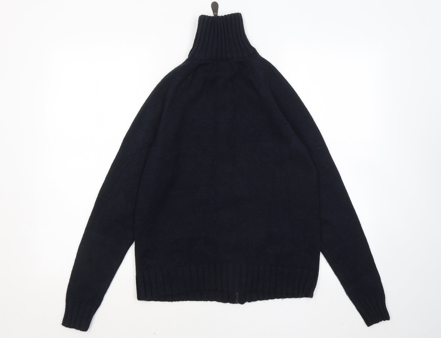 Sfera Mens Blue Mock Neck Acrylic Full Zip Jumper Size L