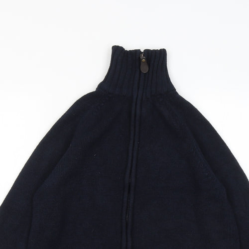 Sfera Mens Blue Mock Neck Acrylic Full Zip Jumper Size L