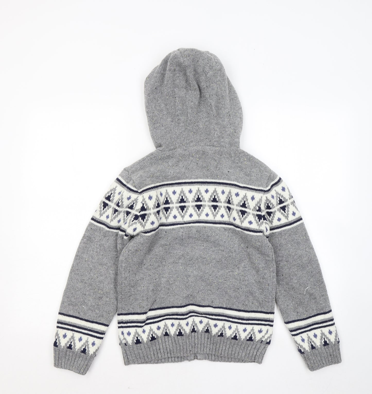 Nutmeg Boys Grey Geometric Acrylic Full Zip Hoodie Size 10-11 Years