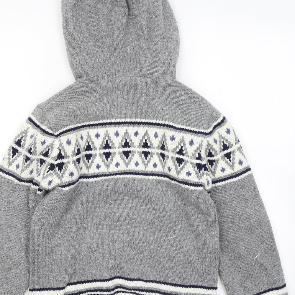 Nutmeg Boys Grey Geometric Acrylic Full Zip Hoodie Size 10-11 Years