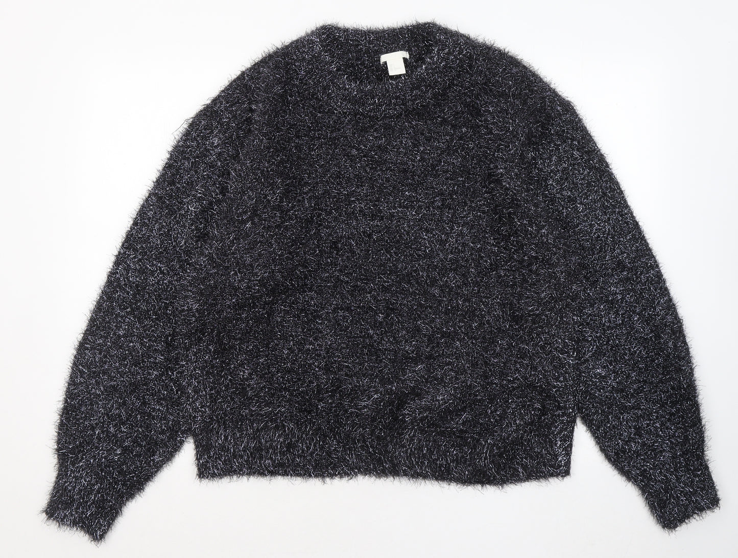 H&M Womens Purple Round Neck Polyester Pullover Jumper Size L