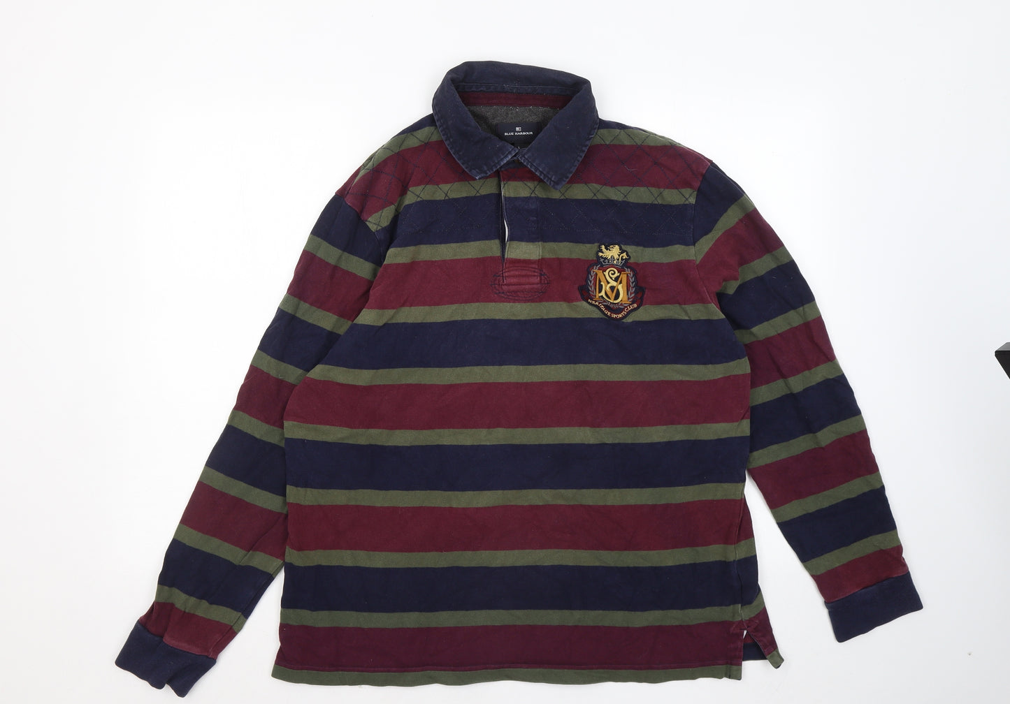 Blue Harbour Mens Multicoloured Striped Cotton Polo Size L Collared