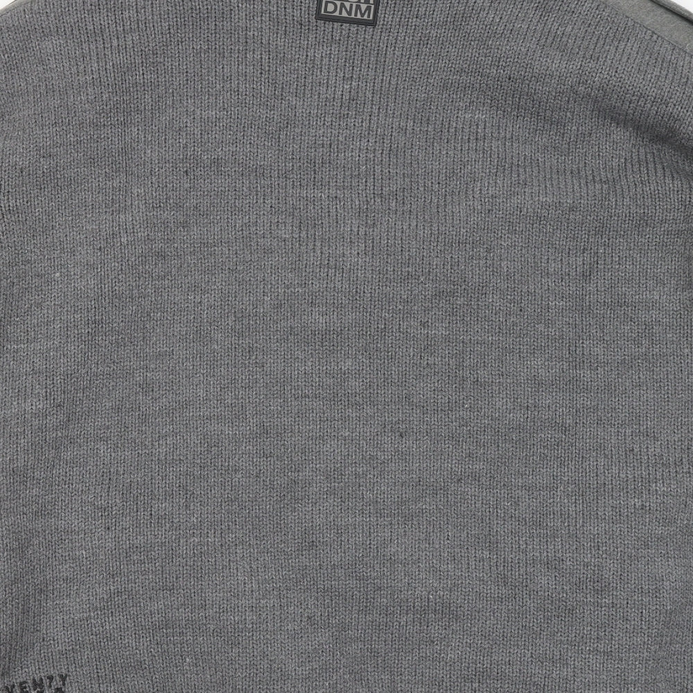 Denim73 Mens Grey Round Neck Polyester Full Zip Jumper Size 2XL