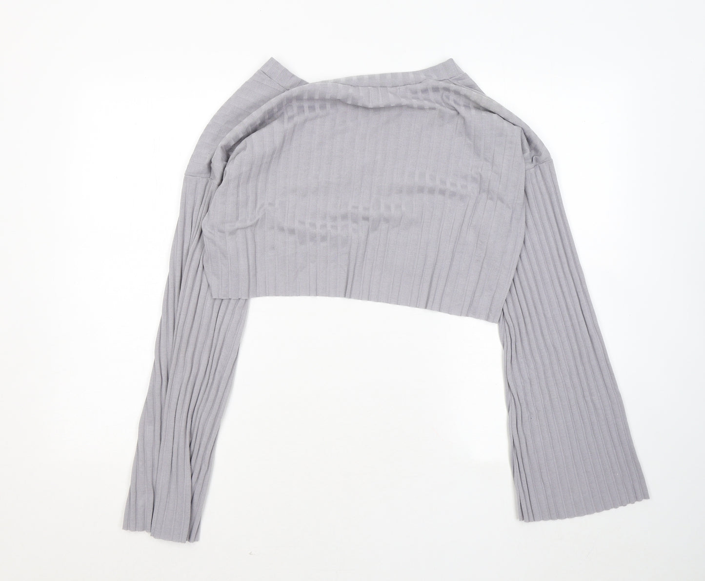 Missguided Womens Grey Polyester Basic Blouse Size 16 V-Neck