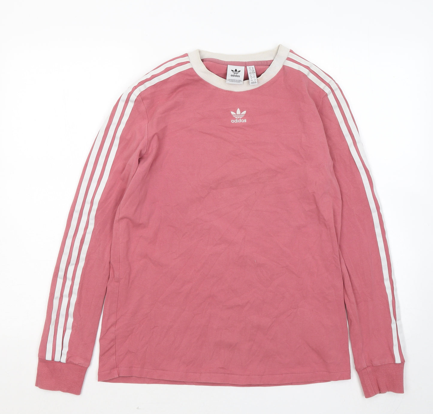adidas Womens Pink Cotton Basic T-Shirt Size 14 Round Neck