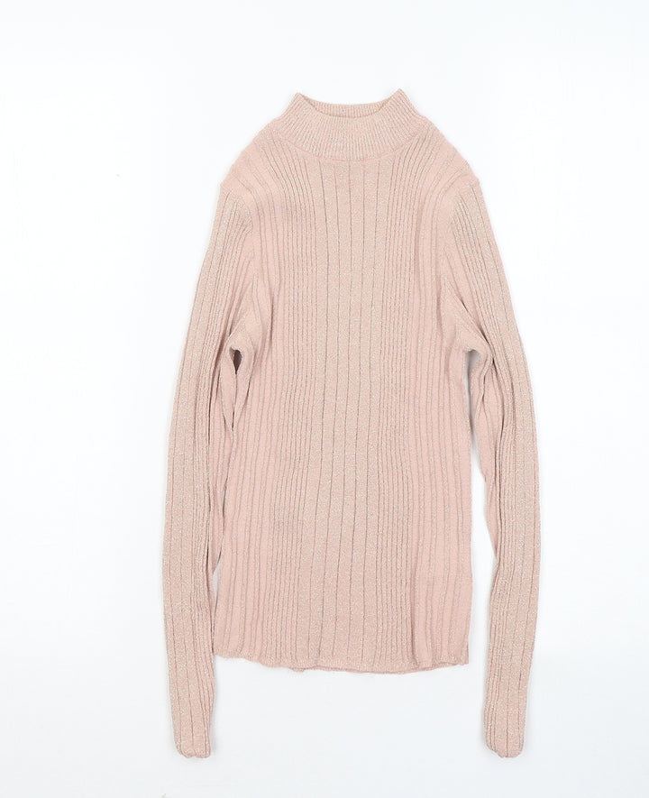 New Look Womens Pink Mock Neck Viscose Pullover Jumper Size 8