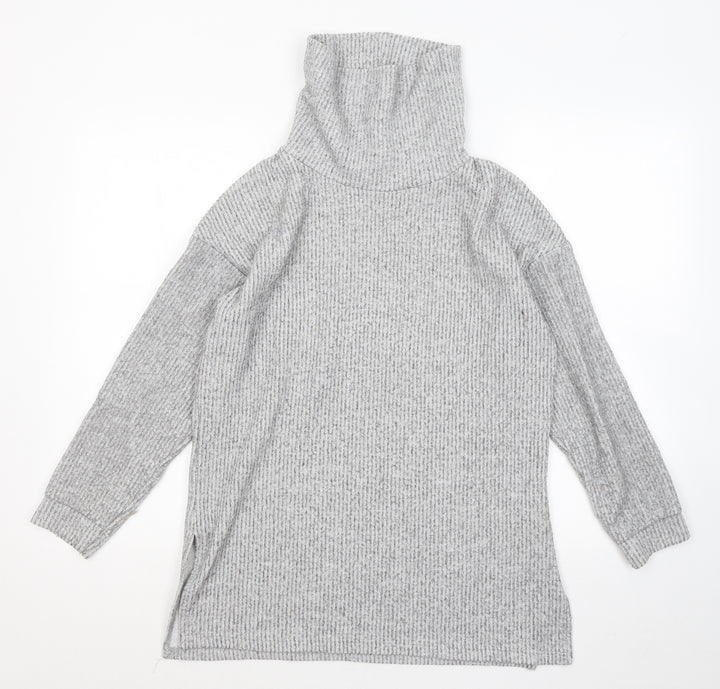 New Look Womens Grey Roll Neck Polyester Pullover Jumper Size S