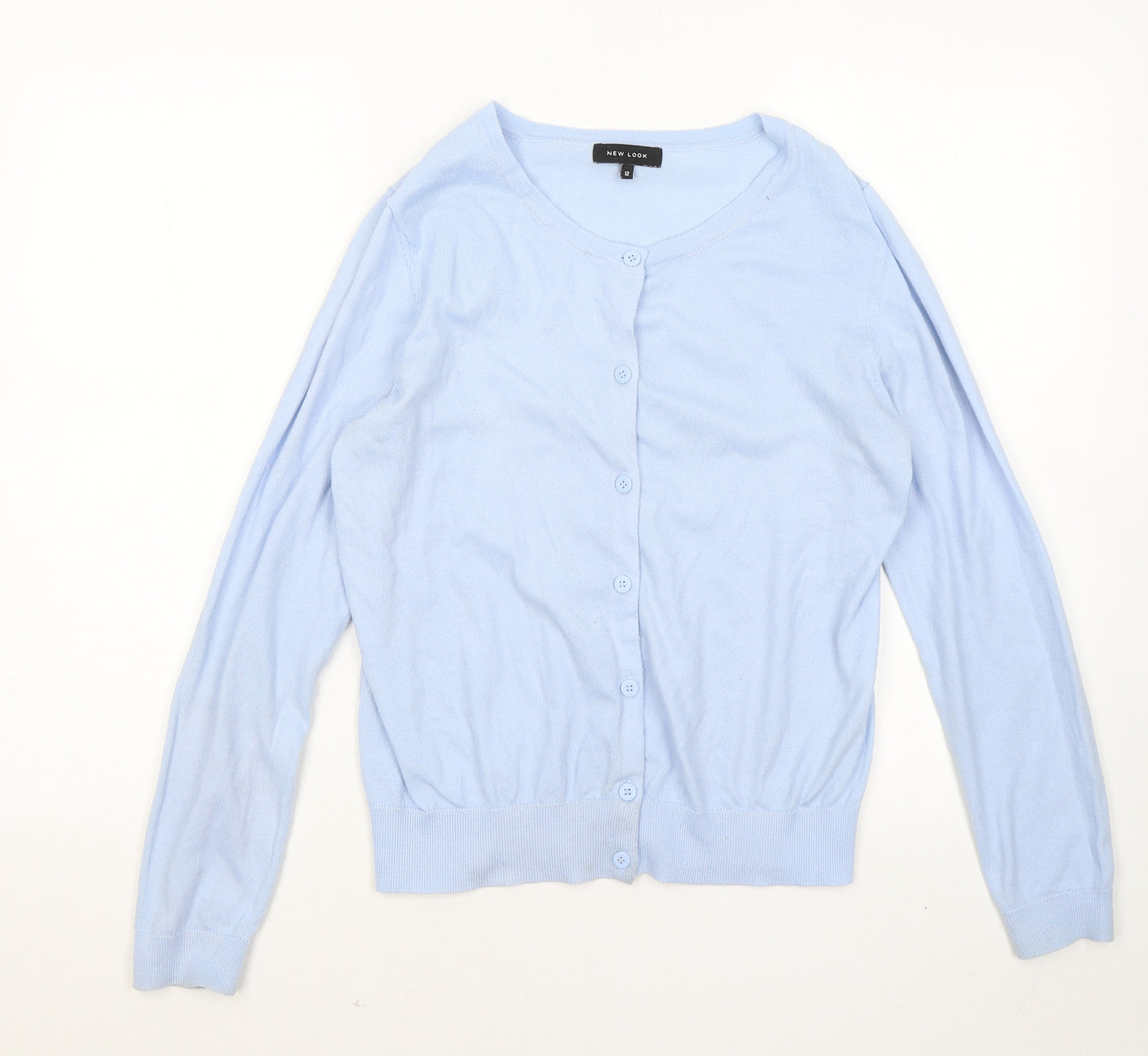 New Look Womens Blue Round Neck Polyester Cardigan Jumper Size 12