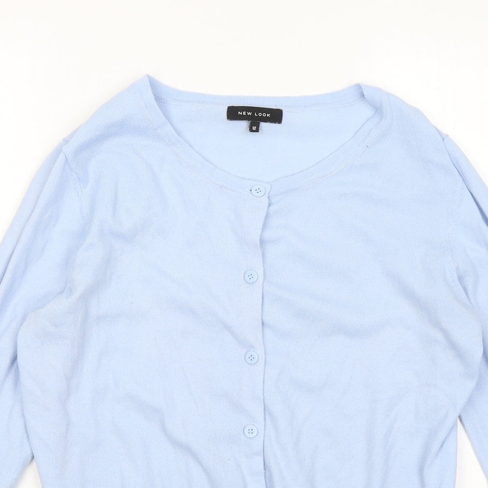 New Look Womens Blue Round Neck Polyester Cardigan Jumper Size 12