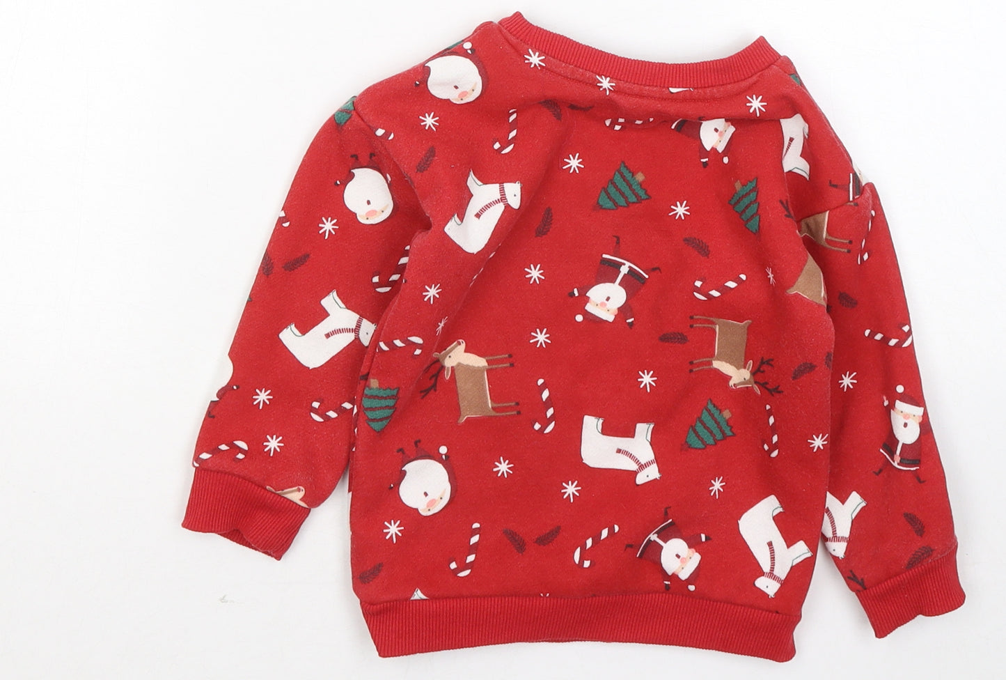 Primark Boys Red Geometric Cotton Pullover Sweatshirt Size 2-3 Years - Christmas