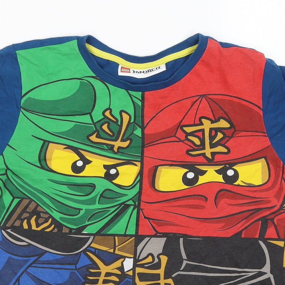 LEGO Boys Multicoloured Geometric Cotton Basic T-Shirt Size 9-10 Years Round Neck - Lego Ninjago