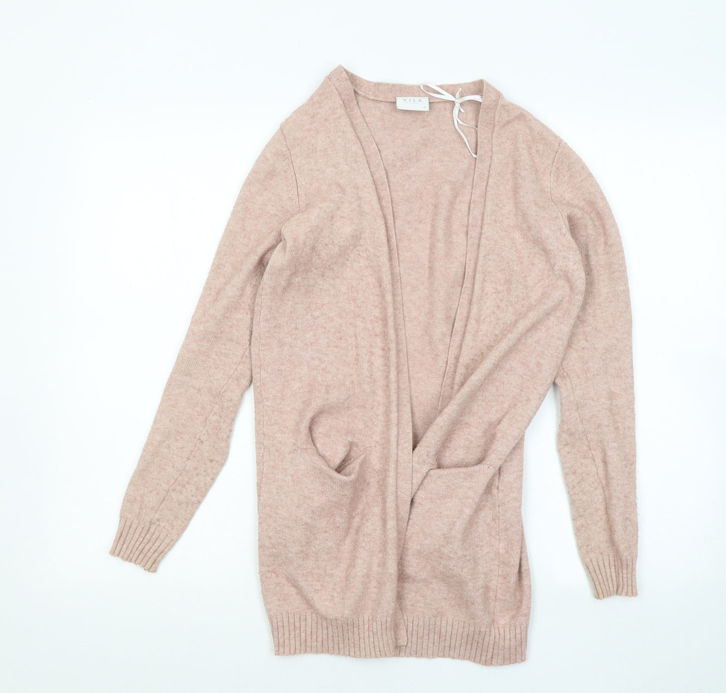 VILA Womens Pink V-Neck Viscose Cardigan Jumper Size XS