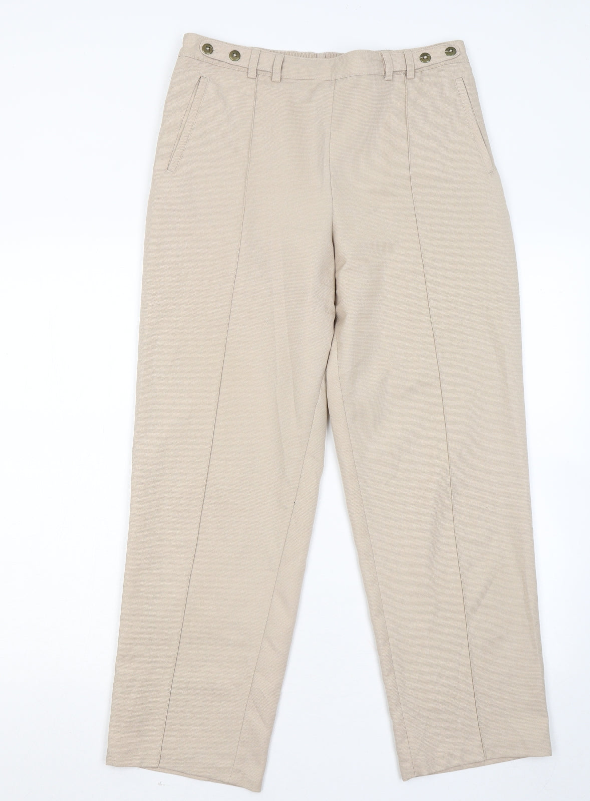 Marks and Spencer Womens Beige Polyester Trousers Size 12 L24 in Regular