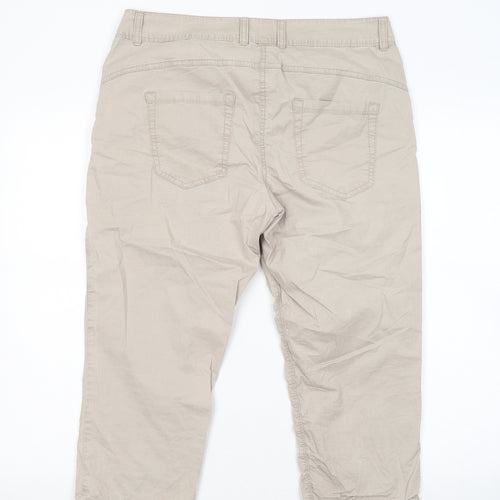 TOM TAILOR Womens Grey Cotton Cropped Trousers Size 34 in L20 in Regular