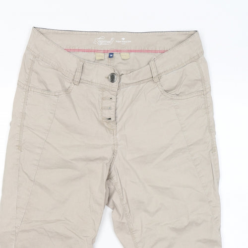 TOM TAILOR Womens Grey Cotton Cropped Trousers Size 34 in L20 in Regular