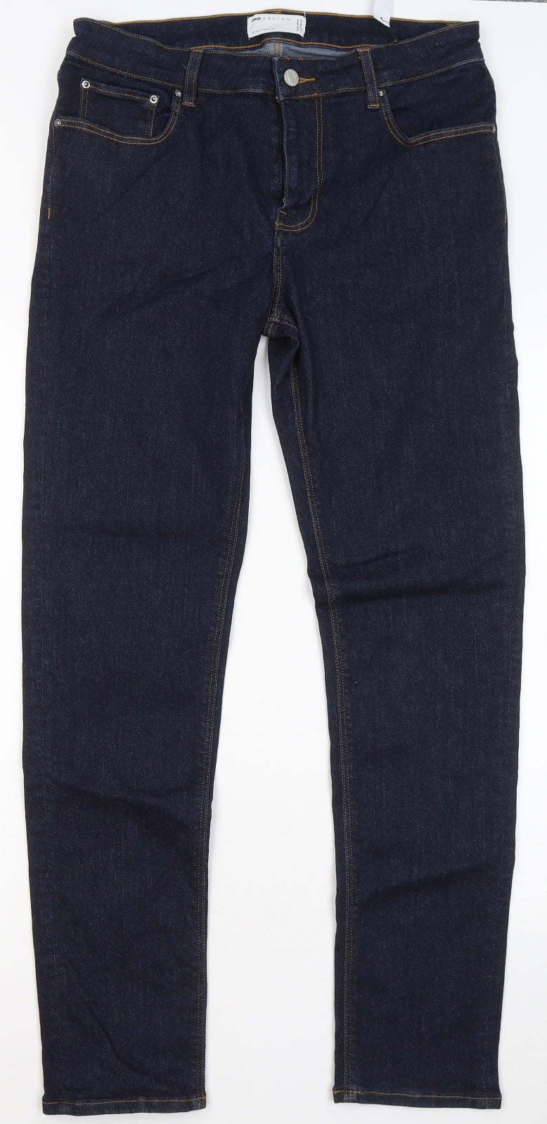 ASOS Mens Blue Cotton Straight Jeans Size 32 in L32 in Regular