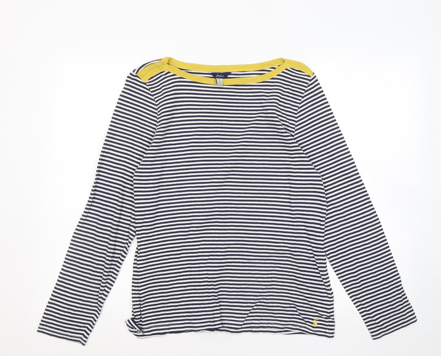 Joules Womens Blue Striped Cotton Basic T-Shirt Size 14 Round Neck
