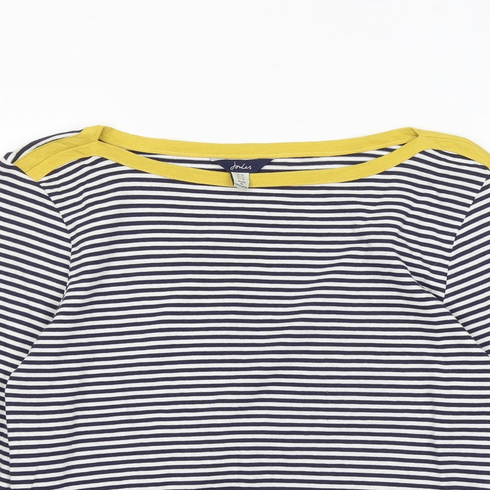 Joules Womens Blue Striped Cotton Basic T-Shirt Size 14 Round Neck