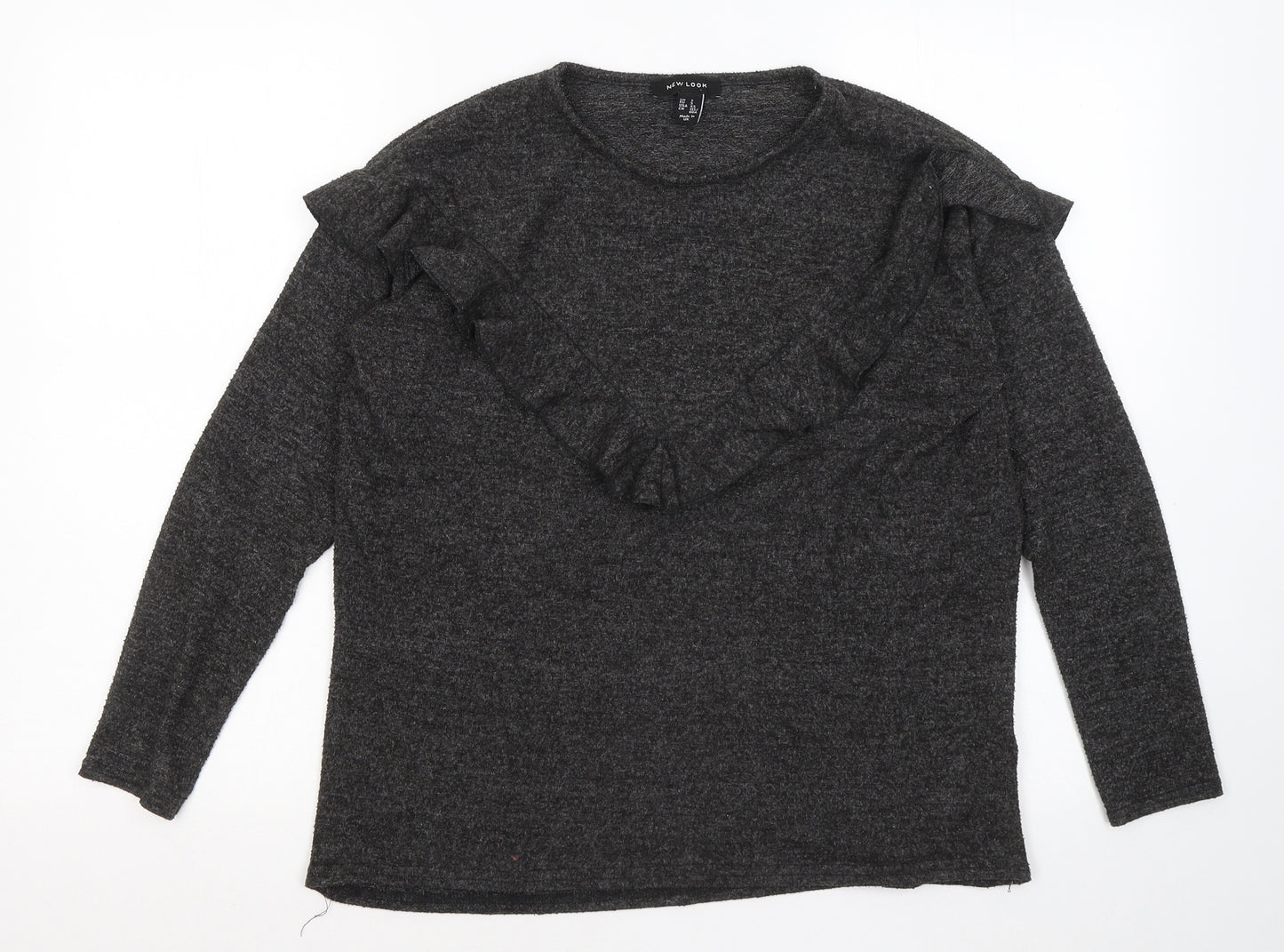 New Look Womens Grey Round Neck Polyester Pullover Jumper Size S