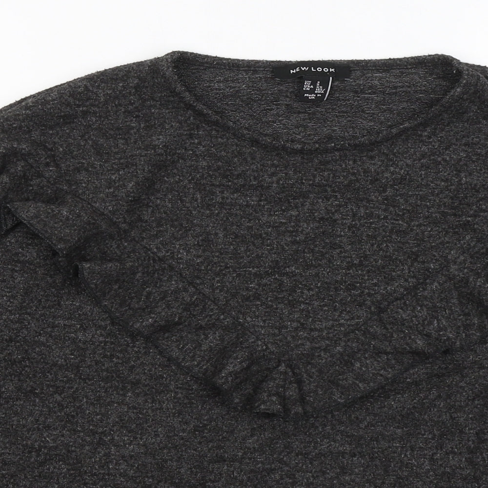 New Look Womens Grey Round Neck Polyester Pullover Jumper Size S